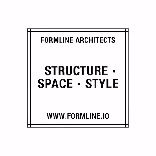上部に「[FORMLINE ARCHITECTS]」、中央に「[STRUCTURE · SPACE · STYLE]」、下部に「[WWW.